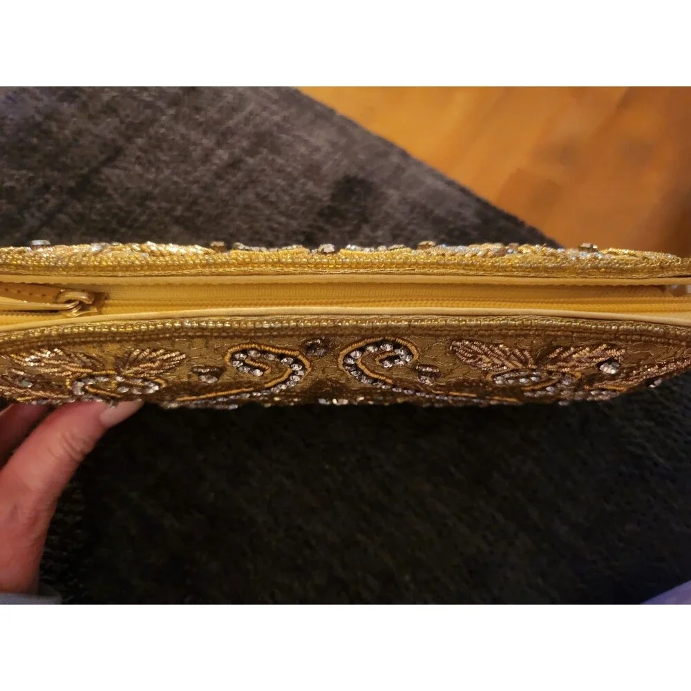 Embroidered wristlet clutch for parties, weddings, or evening out